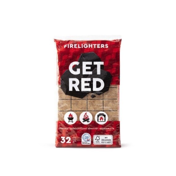 Įdegtukai GET RED, 32 vnt. plokštelė